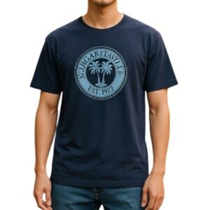 Margaritaville Ombre Graphic Crewneck T-shirt 2 Tone Navy Short Sleeve Large